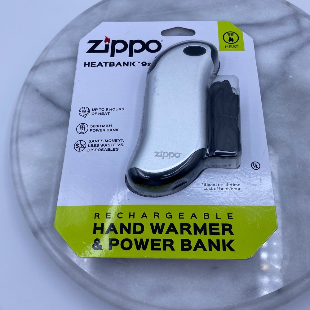 Zippo HeatBank 9s Rechargeable Hand Warmer Power Bank Silver Z4A18 5200mAh NEW